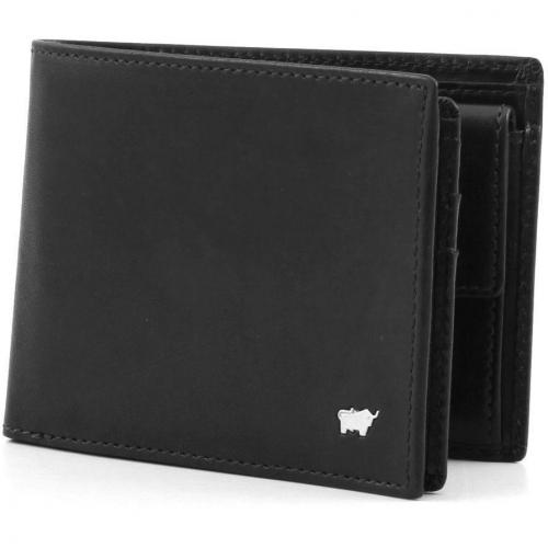 Basic Geldbörse Leder schwarz 12,5 cm von Braun Büffel