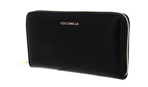 Coccinelle Metallic Textured Zip Around Wallet Noir