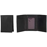 Ben Sherman Herren Leather Trifold Wallet with ID Window (RFID) Reisezubehör-zweifach gefaltetes Portemonnaie, Marmor Crunch schwarzes Leder, Einheitsgröße