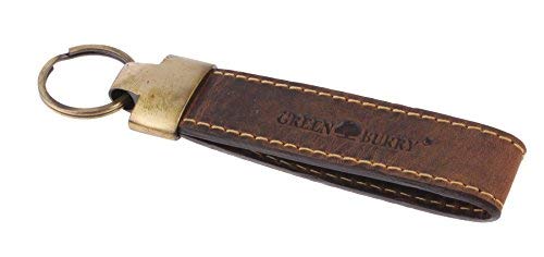 Greenburry Vintage Schlüsselanhänger-Leder braun I Echt Leder Schluesselanhaenger I 12 x 2 cm I Geschenk für Freundin-Freund I Vintage Schlüsselanhänger aus Leder