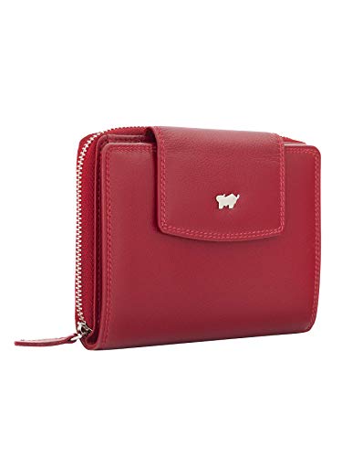 BRAUN BÜFFEL Damen Geldbörse aus echtem Leder Golf 2.0 - mit Reißverschluss - Portemonnaie für Frauen - 12 Kartenfächer - Rot