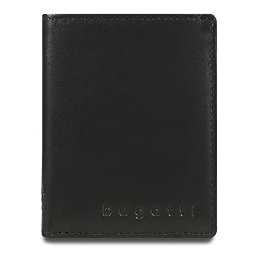 Bugatti Primo Kartenetui mit Scheinfach RFID 9CC – Herren Leder Kreditkartenetui - Credit Card Holder Wallet, Schwarz