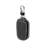 Autoschlüssel Abdeckung,Auto Schlüsselanhänger Tasche Schutz aus,PU Leder Reißverschluss-Autoschlüssel(Schwarz)