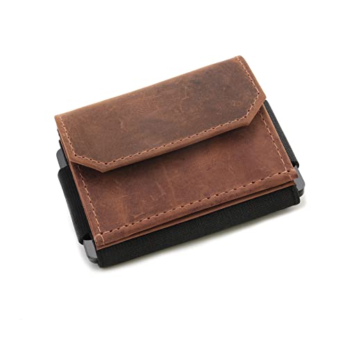 Fa.Volmer ® Mini-Wallet mit Bandverschluss | Mini-Geldbörse aus echtem Leder mit Abnehmbarer Münztasche | leichtes und Robustes Kartenetui, handlich und klein | mit Geschenkbox | Modell Seward