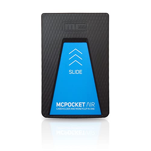 MCPOCKET Air | Slider Kartenetui mit Geldklammer | Minimalist Smart Slim Wallet | Black Diamond Carbon Optik | Unbreakable