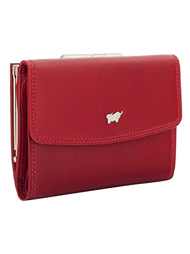 BRAUN BÜFFEL Damen Geldbörse aus echtem Leder Golf 2.0 - Bügelbörse für Frauen - 8 Kartenfächer - Rot