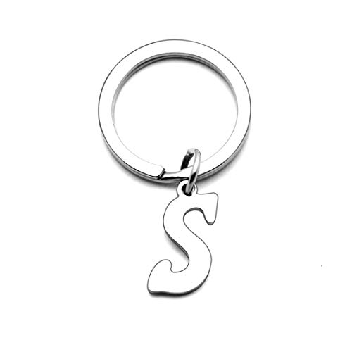 Personalisierter Schlüsselanhänger für Damen und Herren, silberfarbener Buchstaben, Alphabet, Initiale, S, 42
