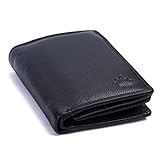 MANZA® Geldbörse Herren Brieftasche Schwarz Premium Börse Portemonnaie Echtes Leder Geldbeutel Portmonee RFID Schutz Geheimfach Hochformat NEU