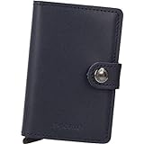 Secrid Herren Mini Wallet Echtleder RFID Safe Card Case für max 12 Karten, Marineblau, 16mm Slim