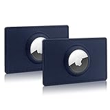 AirTag Wallet Portemonnaie Leder Kartenhalter für Apple AirTag,Portemonnaie in Kreditkartengröße (Blau-2pcs)