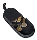 Benthill Echt-Leder Münzbörse - Minigeldbörse mit Kleingeldschütte - Leder Geldbörse für Münzen - Wiener-Schachtel - Schüttelbörse in Schwarz