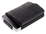 JAIMIE JACOBS Minimalist Wallet Nano Boy Pocket Mini Geldbörse aus Textil mit Zugband schmaler Kartenhalter für Herren und Damen (Büffelleder Schwarz)