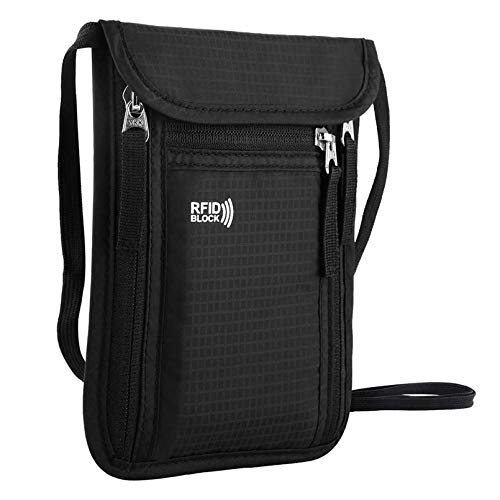KEAFOLS Brustbeutel Brusttasche Reisegeldbeutel mit RFID-Schutz wasserdicht Umhängebeutel Tasche maximale Sicherheit für Smartphone und Reise Dokumente