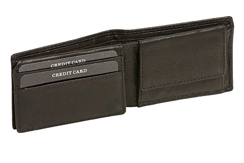 Damen und Herren Klassische Minibörse RFID-Schutz Mini Scheintasche mit Klappe extra flach im Querformat LEAS in Echt-Leder, schwarz