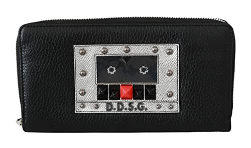 Dolce & Gabbana Black Mens Zipper Continental Purse 100% Leather Wallet