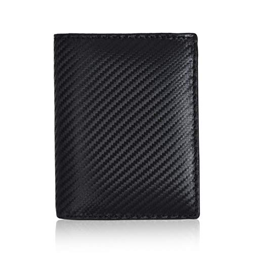 Amazon Brand - Eono Geldbörse ohne Münzfach aus Leder für Damen und Herren –Flaches Design mit RFID Ausleseschutz-Funktion (Schwarz Carbon)
