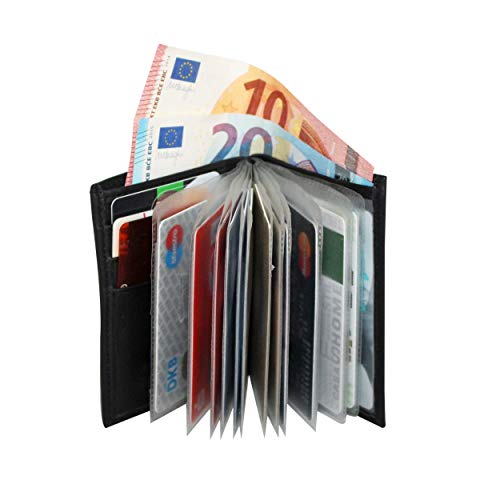 Kreditkartenetui mit Münzfach RFID Schutz von BelliBiz I Karten-Portmonai Herren 16 Karten I Scheck-Kartenetui I Echtes Leder I Version 2022