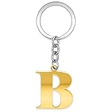 SoulCats® Schlüsselanhänger Buchstaben Gold A-Z glänzend Initialen Schlüsselbund Edelstahl, Farbe: Gold, Auswahl: Modell B