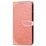 Nadoli Handyhülle kompatibel für Samsung Galaxy A13 5G,Elegant Blumen Feder Muster Magnetverschluss Leder Brieftasche Schutzhülle mit Kartenfach für Mädchen Frauen