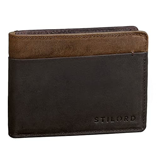 STILORD 'Sterling' RFID Geldbeutel Herren Leder Portemonnaie Männer Brieftasche Vintage Geldbörse mit NFC Ausleseschutz in Geschenkbox zweifarbig, Farbe:dunkel - braun