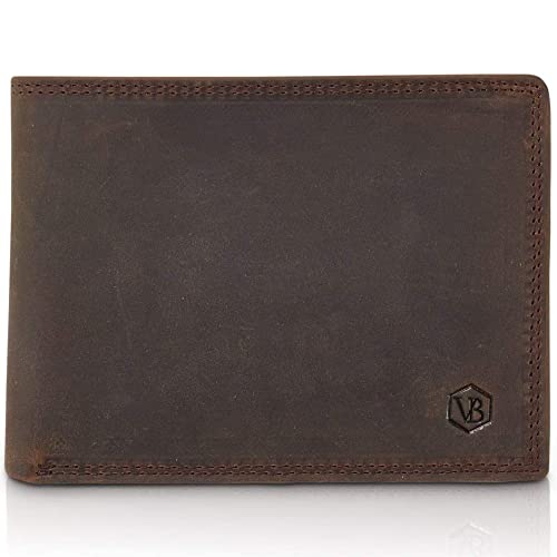 Van Beeken - Herren RFID-Portemonnaie aus Leder - Geldbörse mit herausnehmbarem Kartenhalter - Grau - 12,4 x 9,4 cm