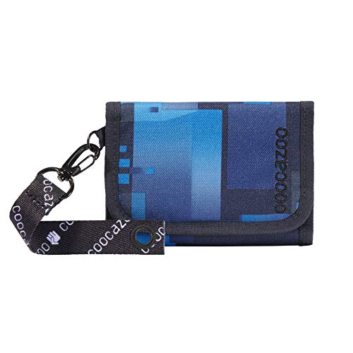 coocazoo Geldbeutel AnyPenny „Deep Matrix“, blau, Portemonnaie mit Sichtfenster innen & außen, Münzfach, viele Kartenfächer, Klettverschluss, für Jungen