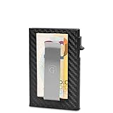 GenTo® SLIMLET Push - Slim Wallet - Geldbörse mit Münzfach - Metal-Case - RFID NFC Schutz - kleines Mini Portmonee mit Geldclip - dünnes schmales Kartenetui für Herren und Damen - Inkl. Geschenkbox