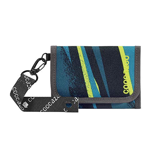 coocazoo Geldbeutel AnyPenny „Wild Stripe“, blau-grün, Portemonnaie mit Sichtfenster innen & außen, Münzfach, viele Kartenfächer, Klettverschluss, für Jungen