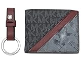 Michael Kors Men's Logo Slim Billfold Wallet With Key Fob Box Set (Brown)