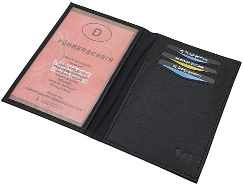 Kalbsleder Ausweisetui/Ausweishülle/Kreditkartenetui MJ-Design-Germany mit RFID & NFC Schutz (Schwarz)