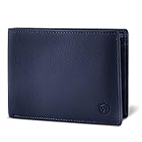 VON HEESEN® Leder Geldbörse Herren mit RFID Schutz I Echtleder Geldbeutel für Männer I Portemonnaie Damen Brieftasche Wallet Portmonee (Blau)