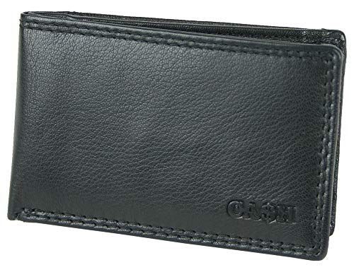 CA$H Mini-Geldbörse aus Leder - extra kleines Portemonnaie - Schwarz