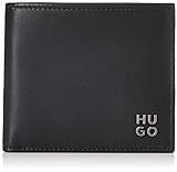 HUGO Herren Theo 4 cc Coin Klapp-Geldbörse aus Leder mit Stack-Logo und Münzfach Schwarz Stck