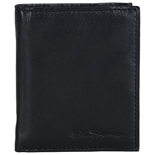Ben Sherman Quadratische Geldbörse aus Leder mit Ausweisfenster (RFID), Schwarz , Einheitsgröße, Ledergeldbörse mit Ausweisfenster (RFID)