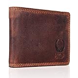 Corno d´Oro Leder Geldbeutel Männer klein I Mini Geldbörse mit RFID Schutz I Vintage Herren dünnes Portemonnaie braun im Geschenkbox
