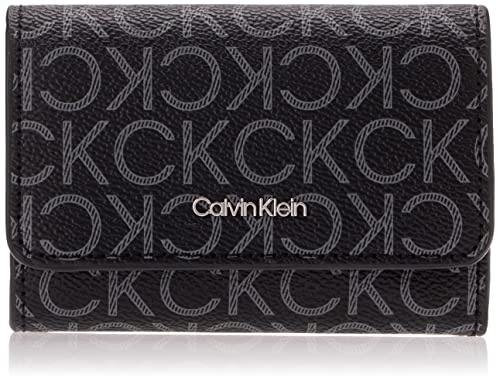 Calvin Klein Geldbörse Leder-Optik Allover-Druck Muster schwarz