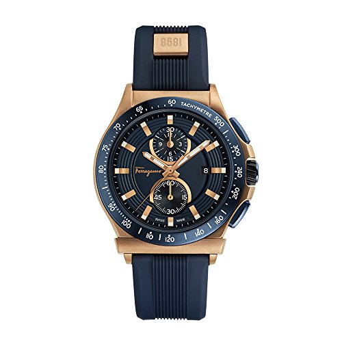 Salvatore Ferragamo Herren Chronograph Quarz Uhr mit Leder Armband FFJ020017