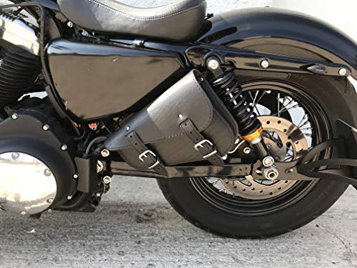 MEDUSA BLACK Seitentasche von ORLETANOS kompatibel mit Harley Davidson Sportster Forty Eight Satteltasche Schwingentasche schwarz