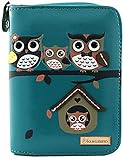 kukubird Owl Family Tree House Pattern Medium Damen Geldbörse Clutch Wallet, 1 blau,