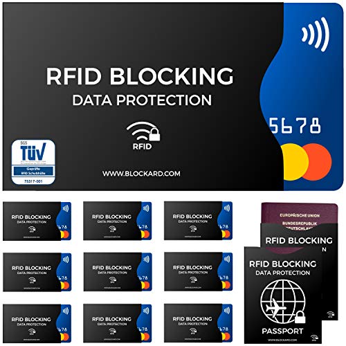 TÜV geprüfte RFID Blocking NFC Schutzhüllen (12 Stück) für Kreditkarten EC-Karten Bankkarten Reisepass Ausweise | Kartenhüllen NFC-Blocker für Kreditkarte und EC Karte Schutz-Hülle Kreditkartenhülle