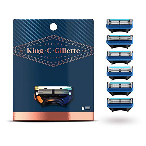 King C. Gillette Rasierklingen, 6 Ersatzklingen für Nassrasierer Herren mit 5-fach Klinge
